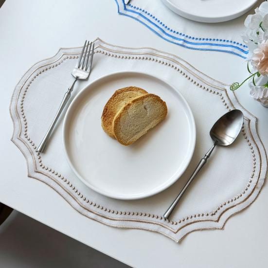 Placemat, Wrinkle-Resistant Embroidered Lace Table Mat, Heat-Resistant Non-Slip Washable Coaster Mat for Home Decor