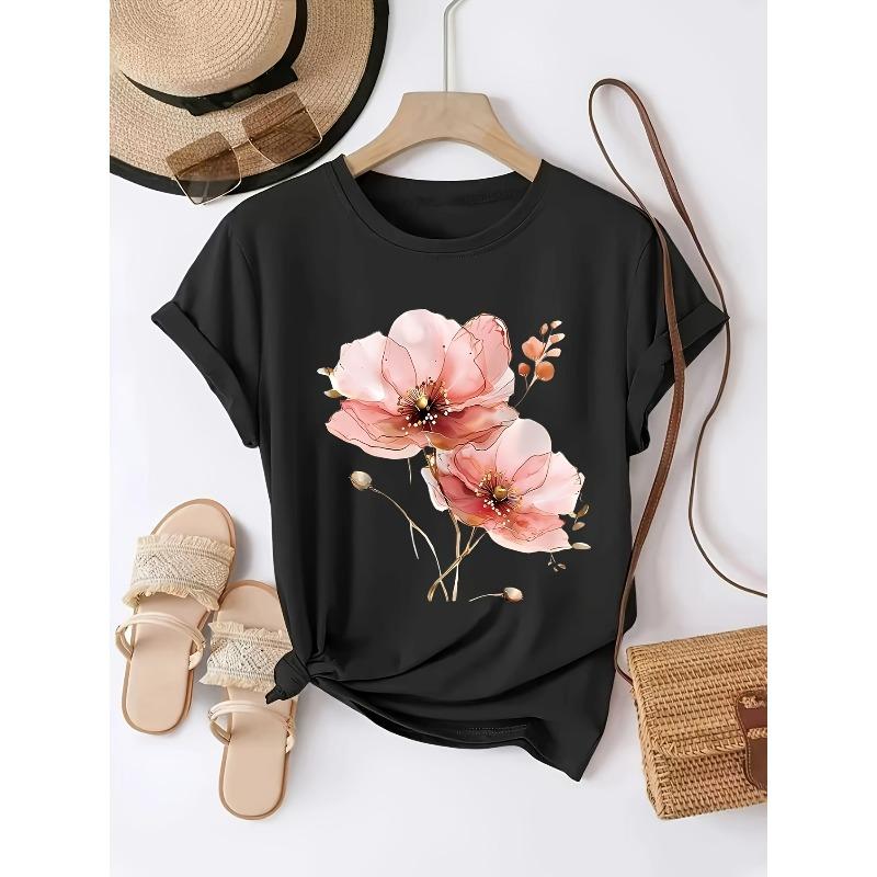 Europäische Größe Frühling und Sommer Lässiges Kurzarm-T-Shirt, Damen