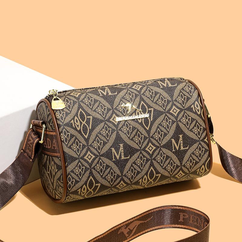 Women's Shoulder Bag Versatile Casual Retro Printed Wide Shoulder Strap Women's Bag Trendy Fashion Commuter Messenger Bag Women