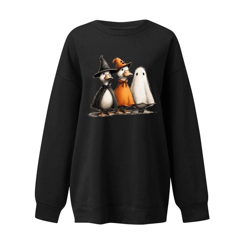 Womens  Fashion Tops Printed Casual Round Neck Long Sleeve Loose Pullover Shirts