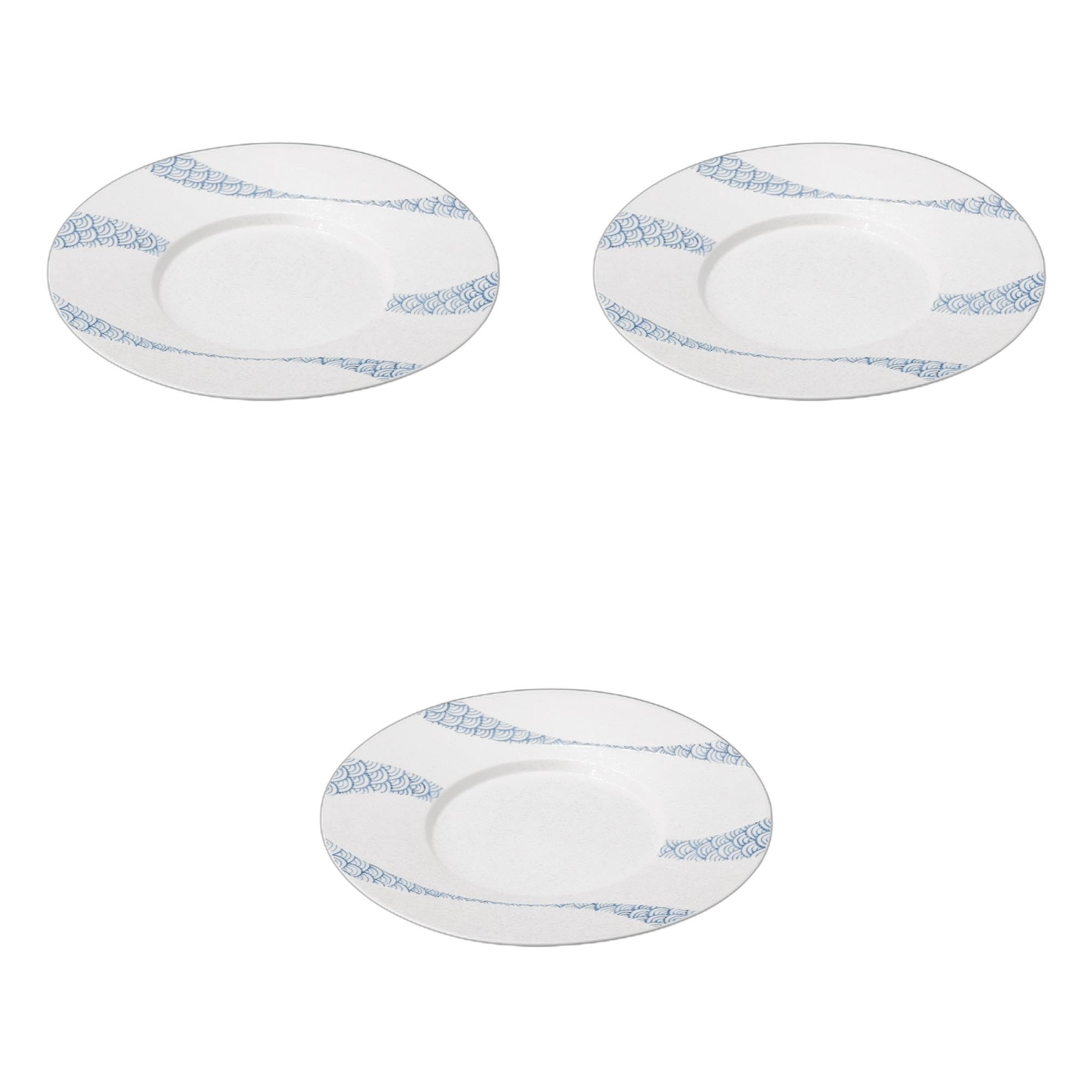 

Set of 3 Lustrous Seigaiha Wave 24cm Round Plates x Ceramic Serving Plates by Setomonohonpo [24.3 2.5cm]