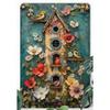 Vintage Floral Metal Art 3D Birdhouse Wall Decor Garden Farmhouse Sign