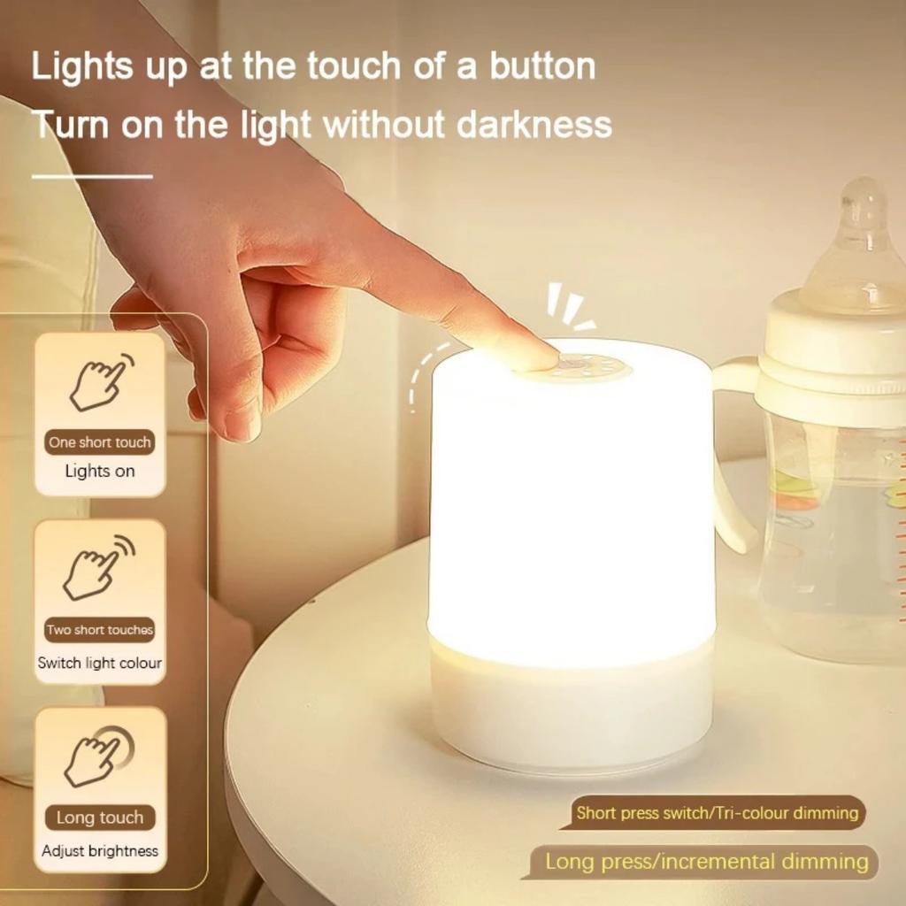JOYBLISS Touch Night Lamp 3 Modes Dimming Bedroom Bedside Lamp USB Charging Night Light Ambient Light Soft Light Table Lamp for Kids Gift