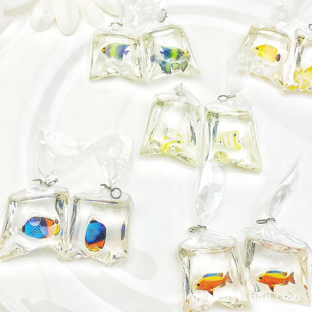 Tropical Fish Cartoon Keychain Necklace - DIY Water Bag Ocean Jewelry Accessory