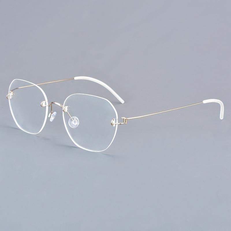 Fashion Hexagon Rimless Glasses Frame Men Women 2460 Brand Design Screwless Titanium Ultralight Eyeglasses Frameless Eyeware