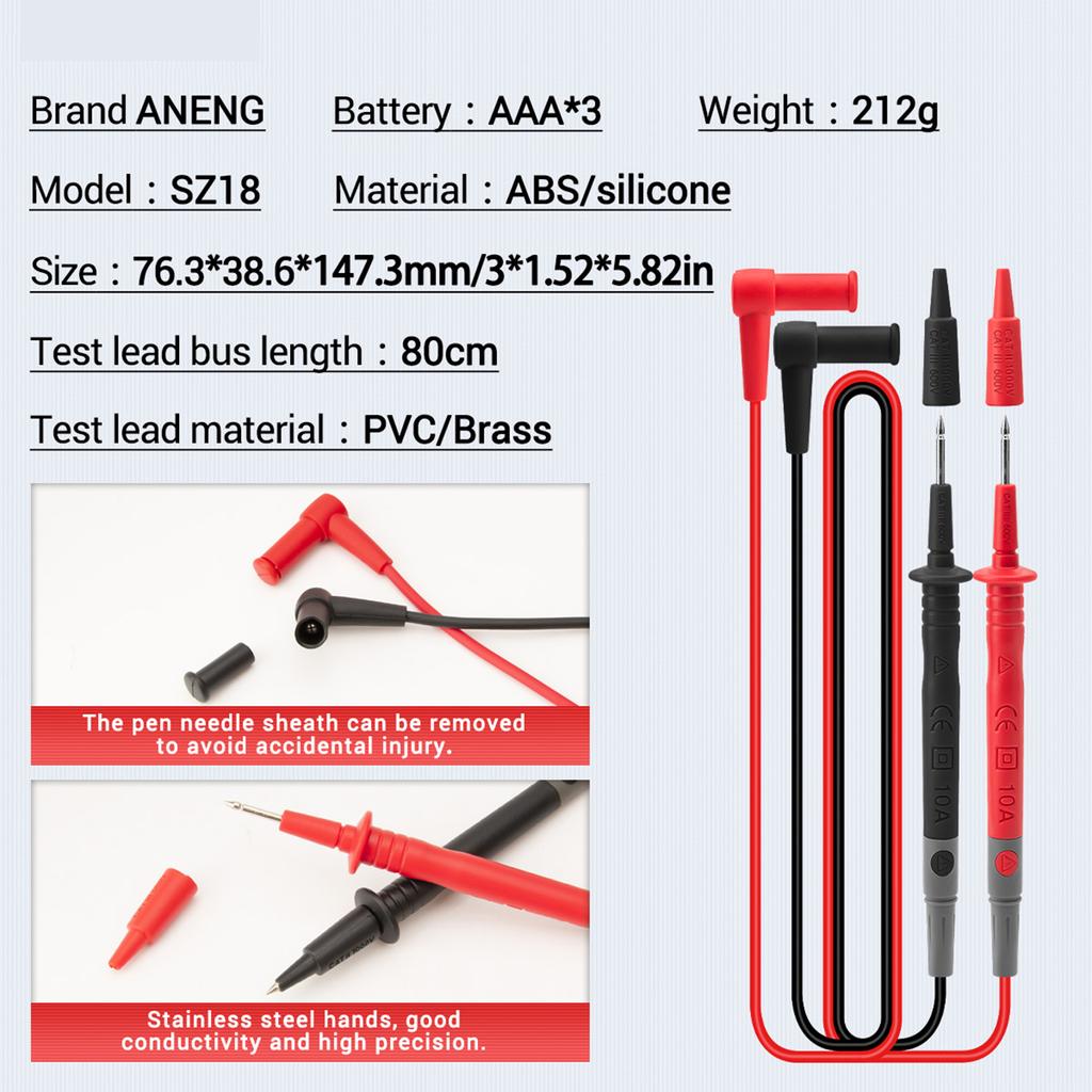 Aneng SZ18 Digital Multimeter 9999 Counts T-RMS LCD Universal Tester AC/DC Voltage & Current