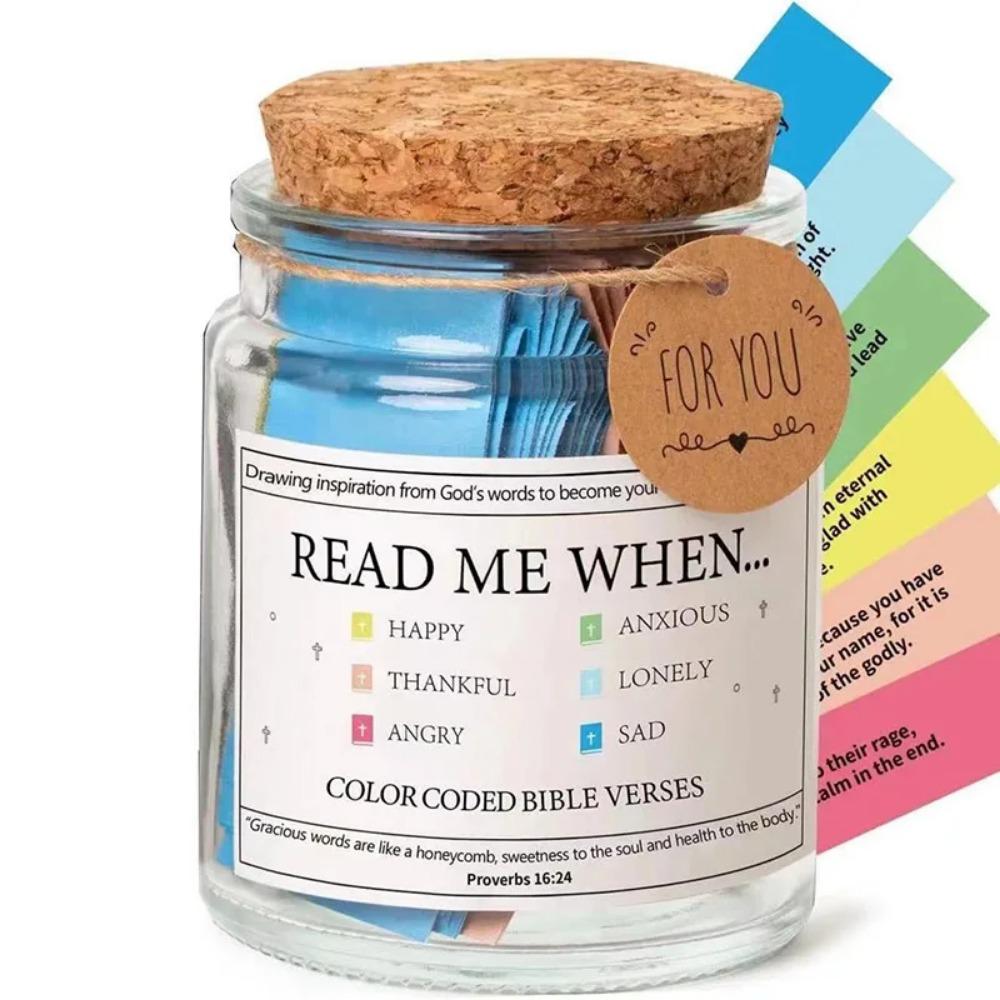 Versets Bibliques dans un Pot, Pot de Stockage de la Parole de Dieu, Versets Bibliques Colorés Gratitude & Bénédictions Chrétien, Avec Boîte Cadeau