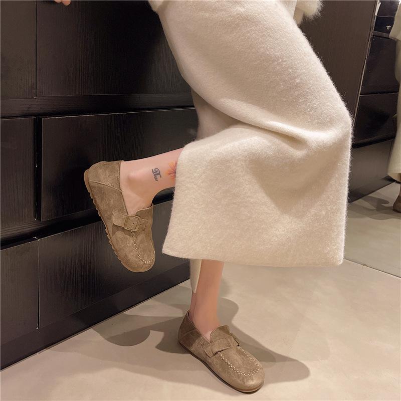 Retro Suede Round Toe Mary Janes with Hidden Heel & Soft Sole Loafers