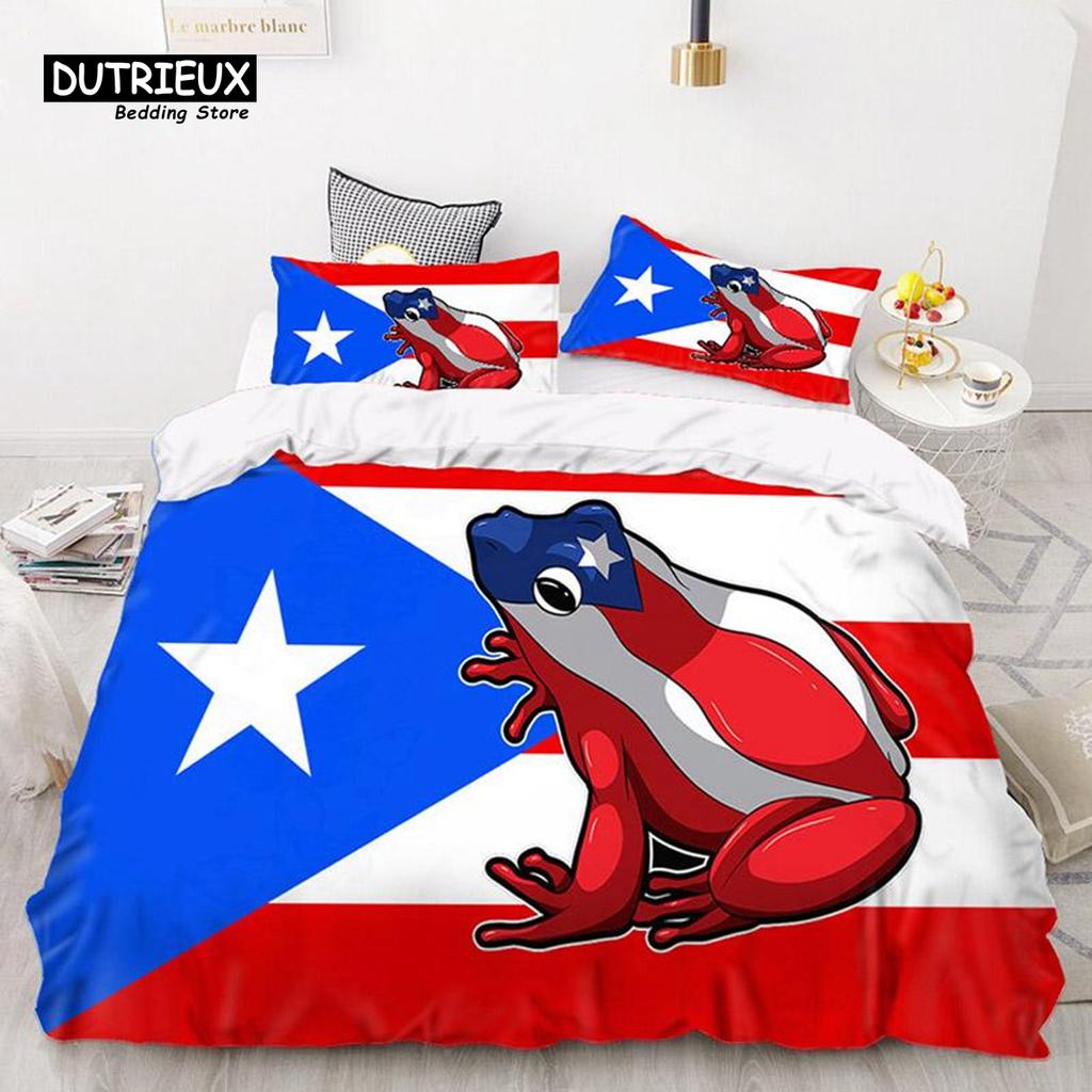 Puerto Rico National Flag Duvet Cover Set Twin Full King Size Gay Rainbow Bedding Set Microfiber Star Love Heart Comforter Cover