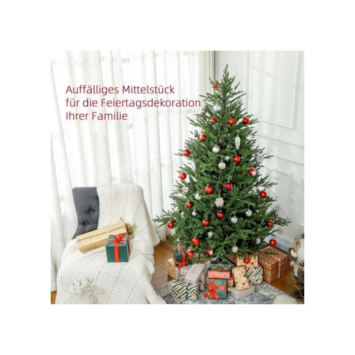 HOMCOM Sapin de Noël 183 cm, aspect réaliste, montage rapide, support inclus, plastique ignifuge