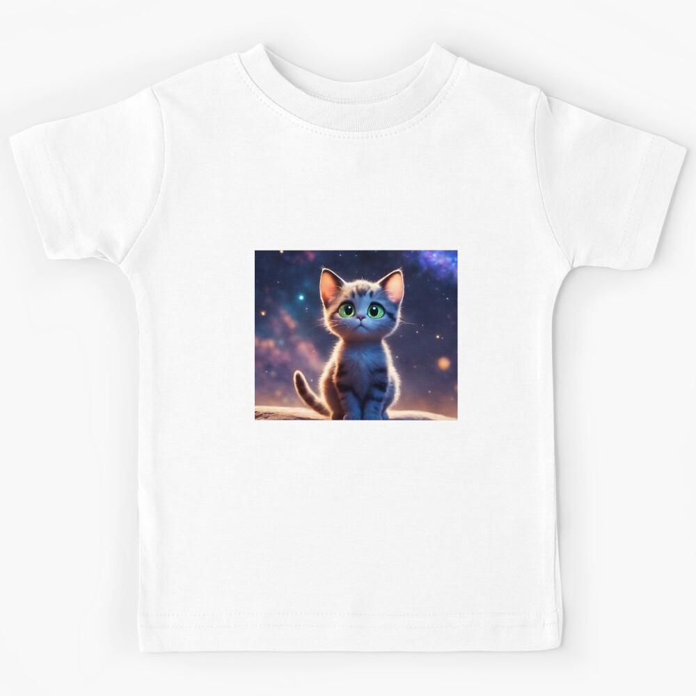Lovely cat staring at the Galaxy Kids T-Shirt 150