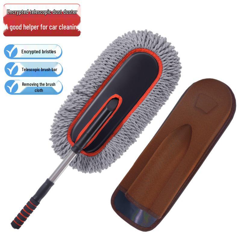 Retractable Car Wash Mop Brush for Wet & Dry Use - Bendable for Dust Removal, Gentle on Paint.