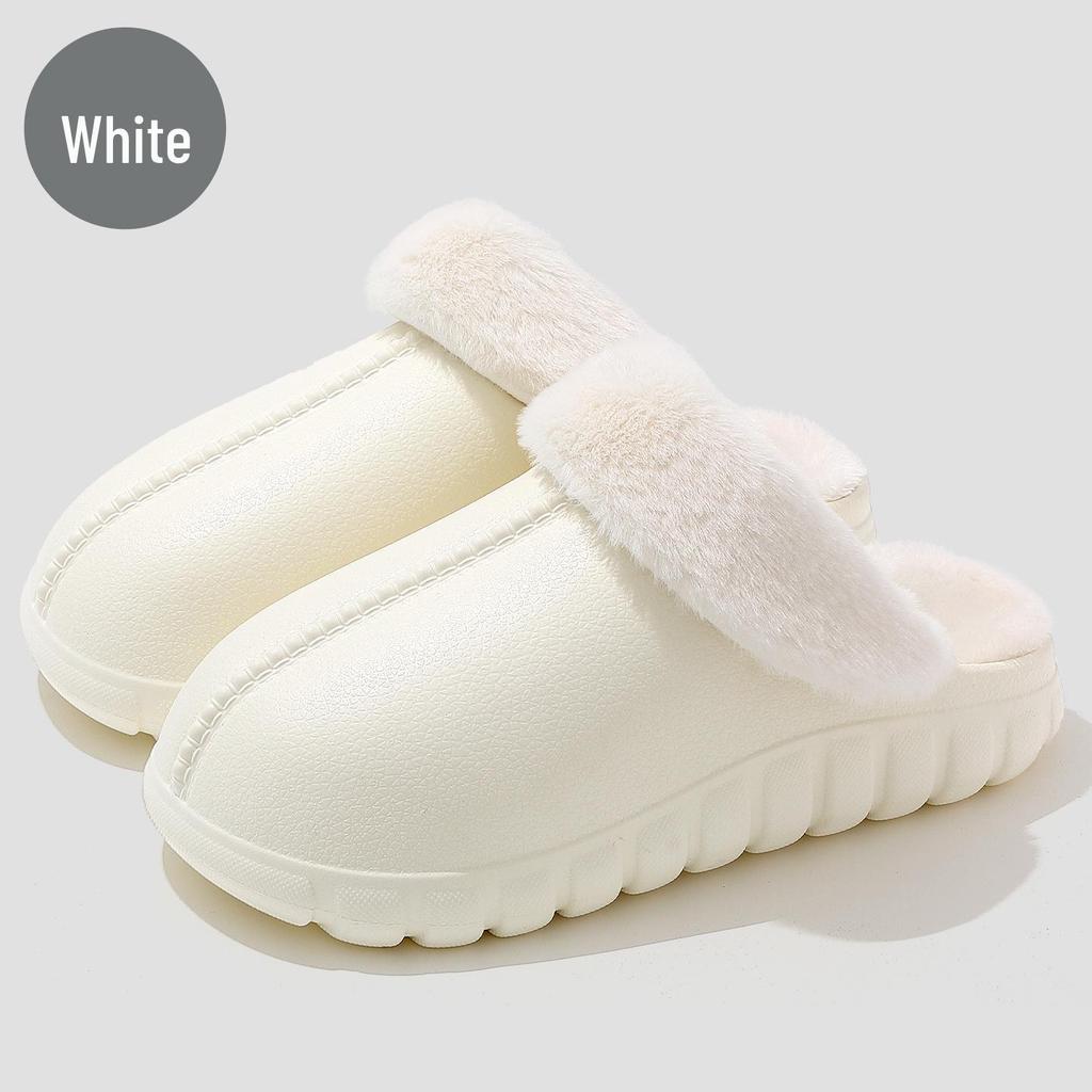 Vodotěsné pantofle EVA s podšívkou ze sametu - Teplé bavlněné boty s uzavřenou patou pro podzim a zimu, Silná podrážka, Ideální pro těhotenství a ženy