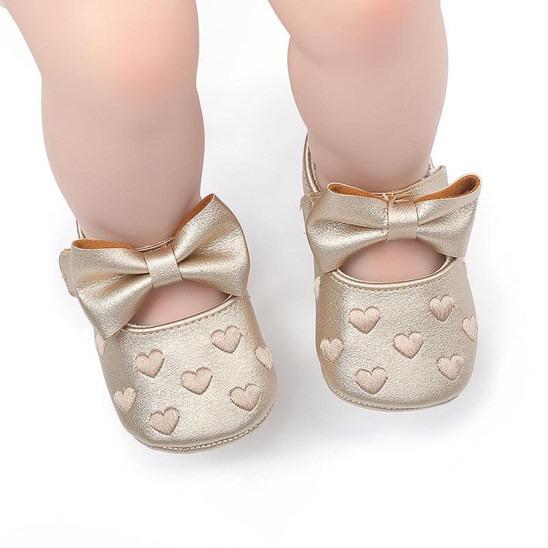 Girl Baby Princess Shoes Preschool Children's Anti slip Flat Bottom Soft Sole Cotton Baby Bed Shoes Cute Bow Baby Walking Shoes