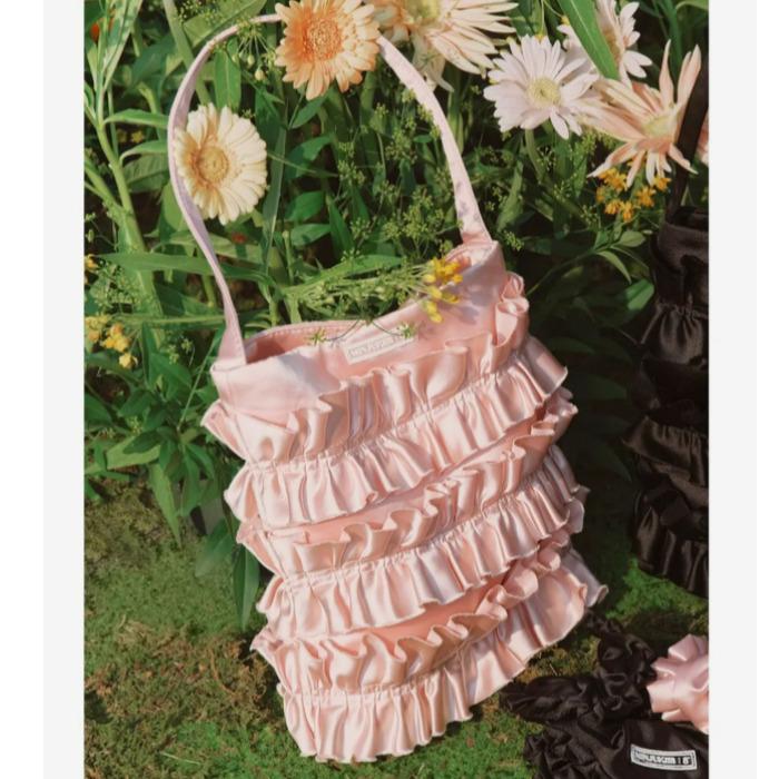 8Seconds Minju Kim Mini Tote Bag Shearing Black Pink - Korean Graphic Shoulder Bag