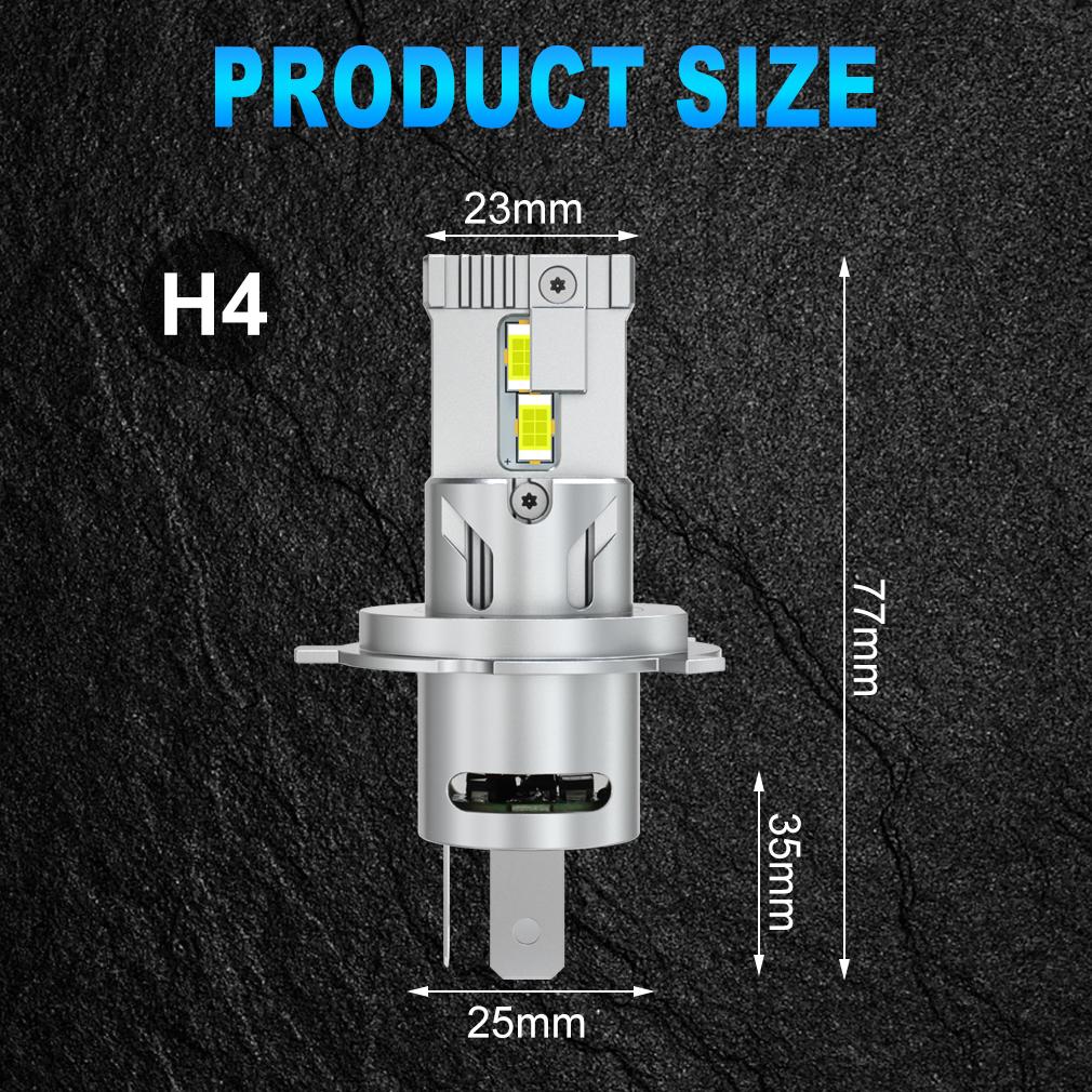 2Pcs H4 LED Headlight Bulbs High&Low Beam 36000LM Canbus Turbo Car Motorcycle Head Lights Super Bright Automotive Moto Headlamp Plug&Play 6500K White