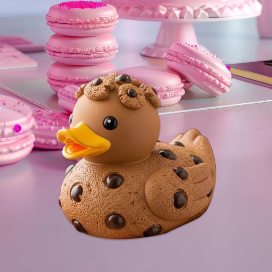 Dessert Duck Figurine Cartoon Duck Statue Vinyl Animal Sculpture Home Office Desktop Bookshelf Decoration Ornament