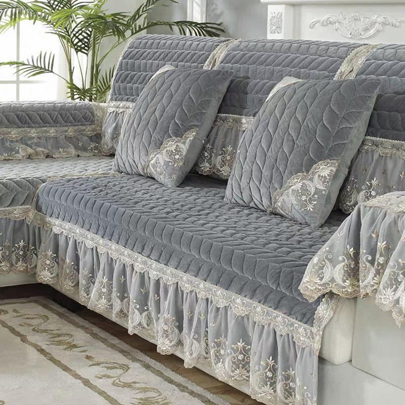

Европейские чехлы на диван для гостиной, 3 места, роскошная вышивка, кружевное полотенце на спинку дивана, противоскользящее покрытие для дивана, мягкое полотенце для дивана 90*70