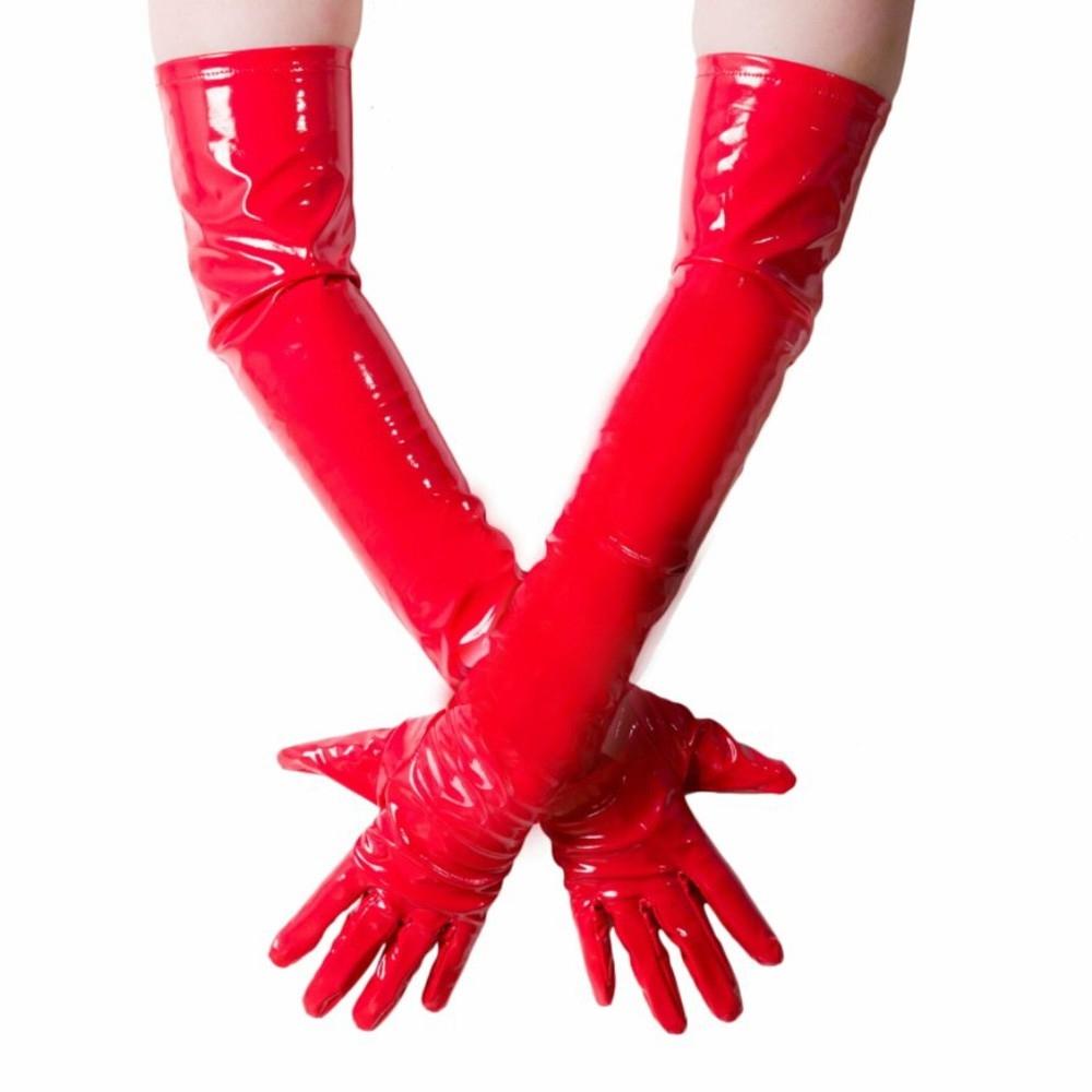 Mănuși de dans Mănuși lungi din PVC Performanță Negru/Roșu strălucitor