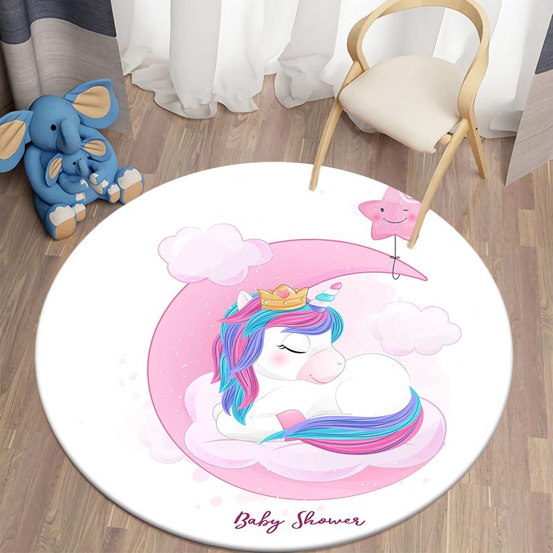 Unicorn Kids Rugs for Living Room Rugs Kids Animal Rugs Kids Games Round Rugs In Kids Room Home Decor Floor Mats