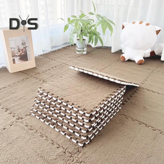 Plush Puzzle Carpet Interlocking Floor Mat DIY Non-Slip Carpet Tiles Baby Playmat for Living Rooms Bedroom Playroom Children's Rooms