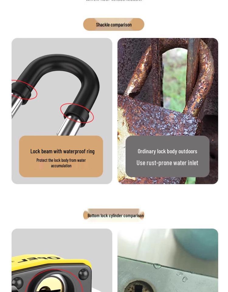 Univerzální vodotěsný protizlodějský visací zámek - Nerezový, odolný proti vypáčení, pro domácnost a bránu