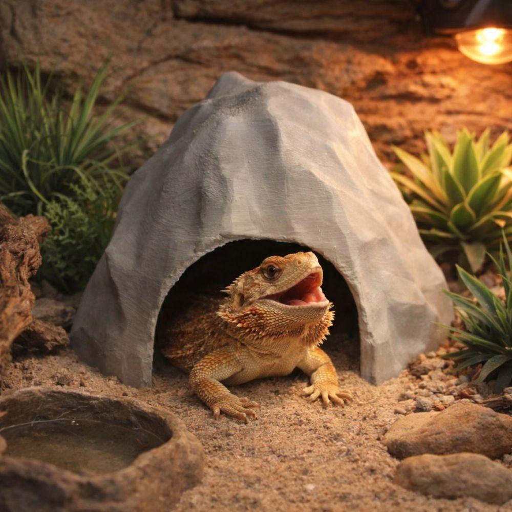 Lightweight Plastic 3D Printed Reptile Shelter Realistic Stable Reptile Habitat Artificial Terrarium Decor Aquarium Decoration