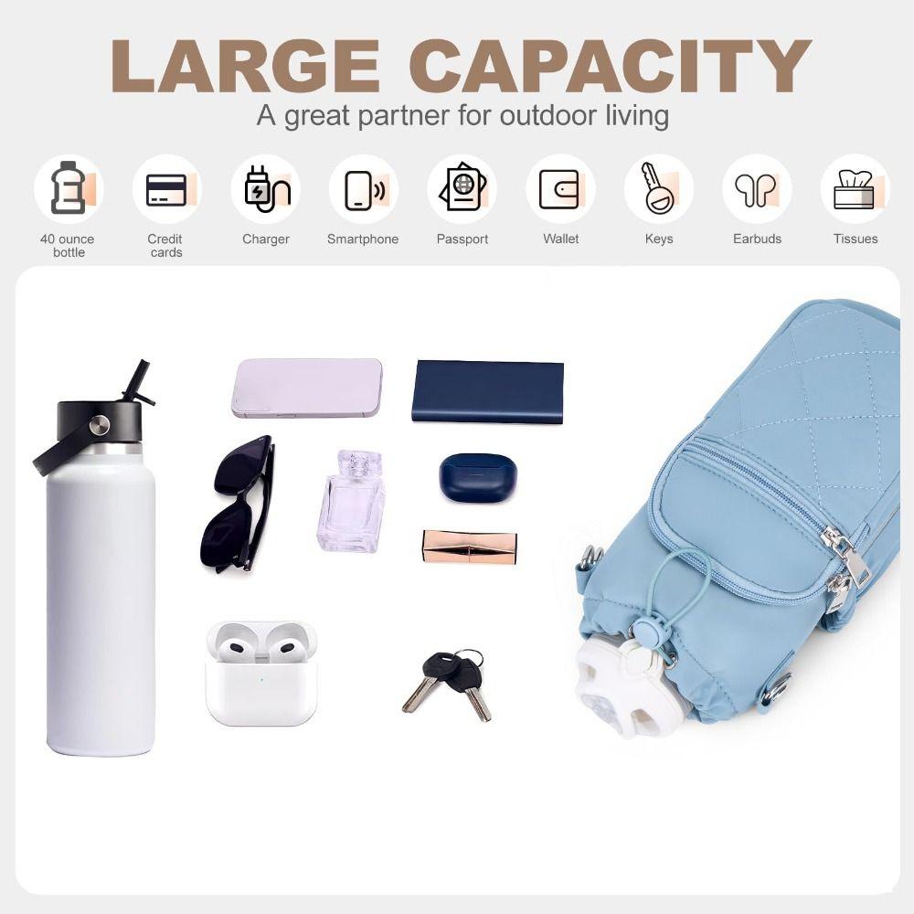 Large Capacity Water Bottle Holder RFID Blocking Mobile Phone Bag New Sling Purses  Gym Accessories