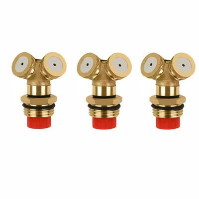 3PCS Brass Spray Misting Nozzle Double Nozzle DN15 Thread Irrigation Sprayer Nozzle with Filter Gold Garden Sprinkler Nozzle