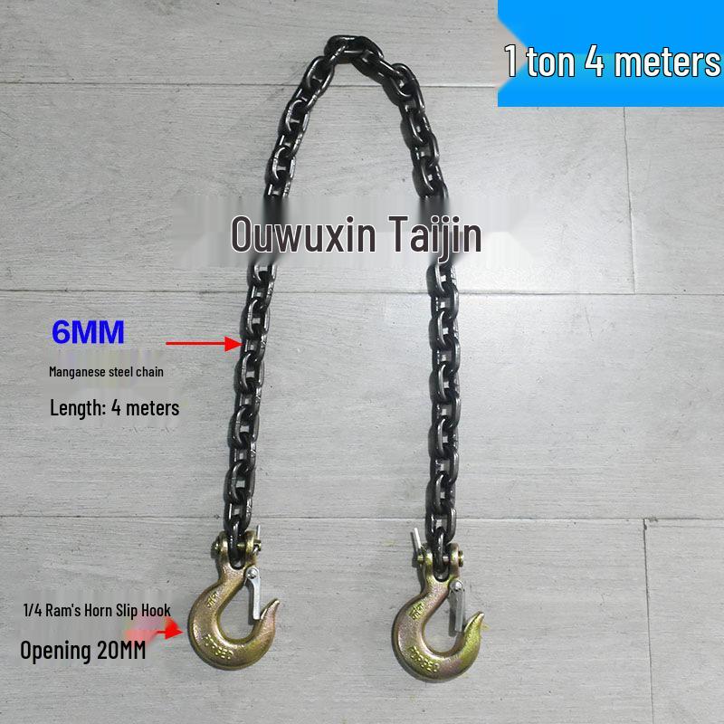 Dual Head Slip Hook Lifting & Unloading Chain for Trailers, Rebar, Crane & Forklift.