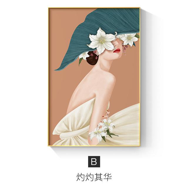 Abstract Flower Women Posters and Prints Sexy Lady Wall Art Decorative Paintings Nordic Canvas Pictures for Interior Home Decor