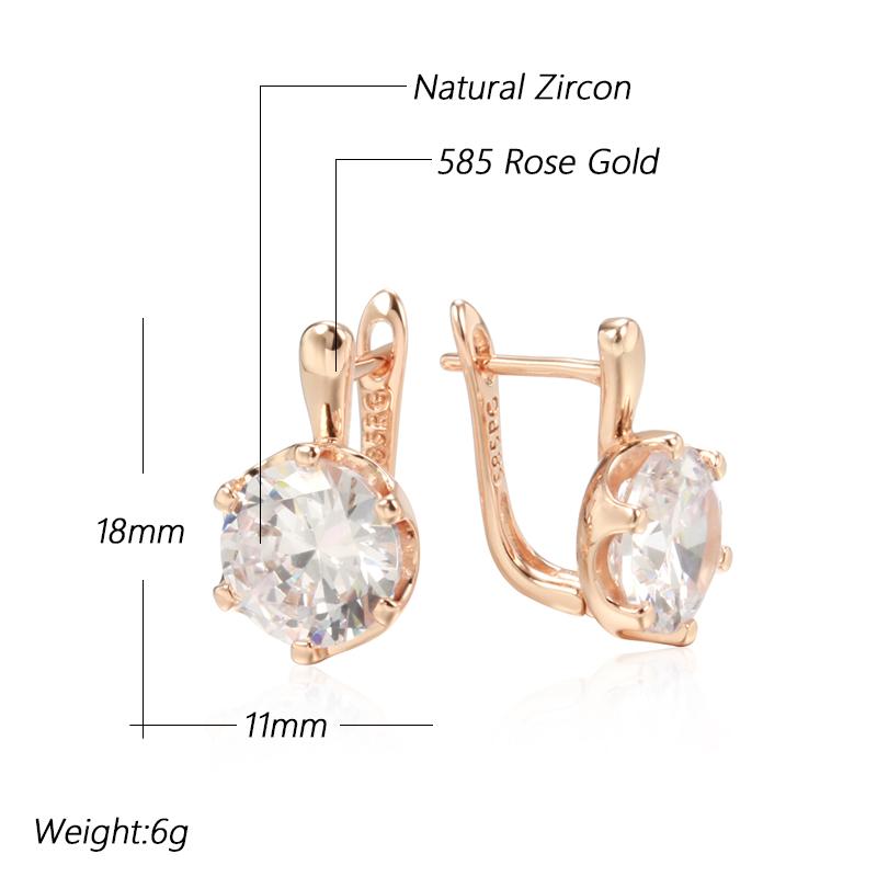 Luxury  Rose Gold Color English Earrings For Women Simple Shiny Big Natural Zircon Earrings Bridal Wedding Fine Jewelry