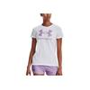 Under Armour Logo Comfort Breathable Round Neck Short Sleeve T-Shirt Women Tops White 1356305-108
