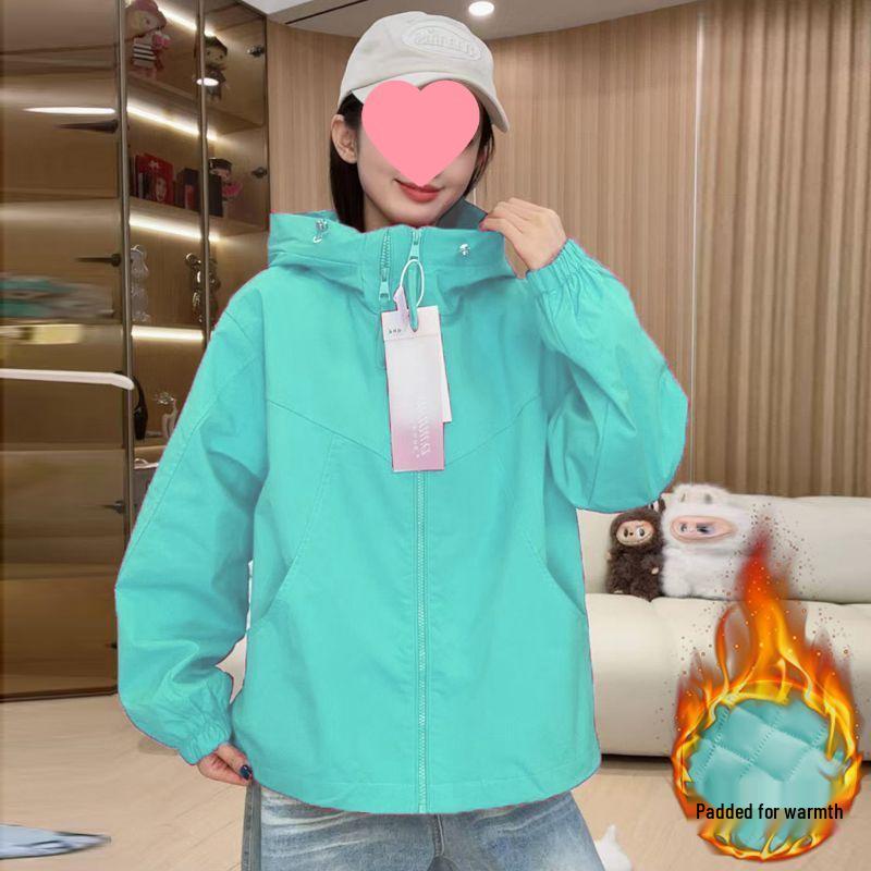 Women's Cotton Windbreaker Jacket with Double Zipper