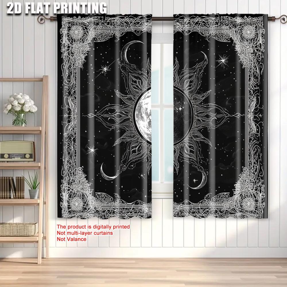 2pcs, Contemporary Curtains  plane printing Bohemian Exotic Machine Washable Fabric (without rod) Versatile All Perfect for