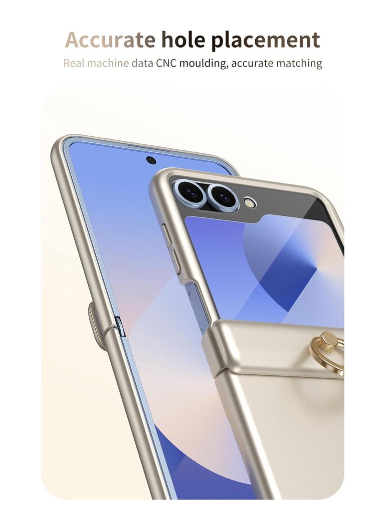 Samsung Z Flip7/6/5 Sturzsichere Handyhülle mit 4/3 Fingerringständer & Vollabdeckungsfolie