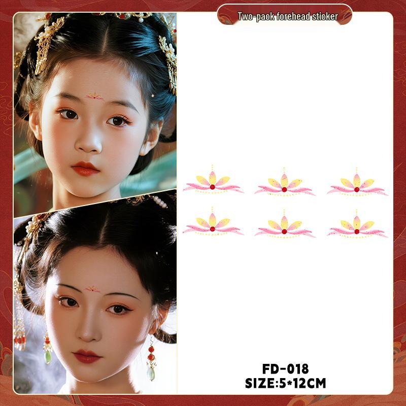 Dunhuang Glitter Face Stickers: Ancient Style Forehead & Eye Tattoos for Hanfu and Stage Performance