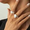 KunJoe 2Pcs Creative Geometric Heart Adjustable Open Rings Set Women Simple Silver Color Chunky Knuckle Ring Couple Jewelry Gift