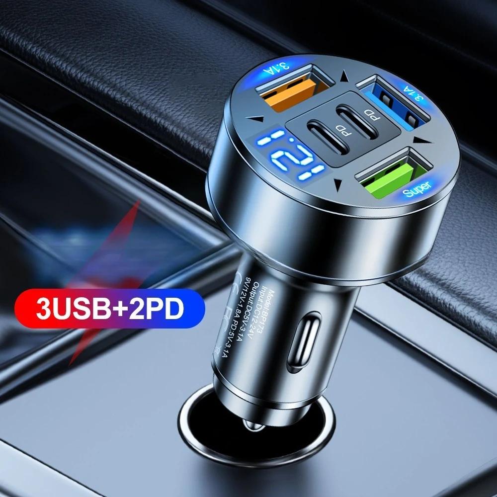 3-fach-Zigarettenanzünder-Splitter fürs Auto, Dual-USB, LED-Schnellladegerät, 120 W, 12 V, 24 V, Autoladegerät-Adapter für iPhone, GPS, Dashcam