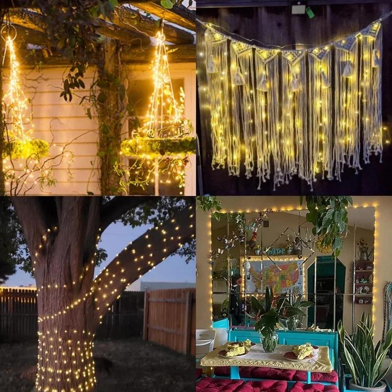 Outdoor Solar-Lichterkette 300/200/100/50 LED Feen-Girlande 8 Modi Garten Hof Baum Weihnachtsfeier Wasserdichte Kupferdraht-Lampe