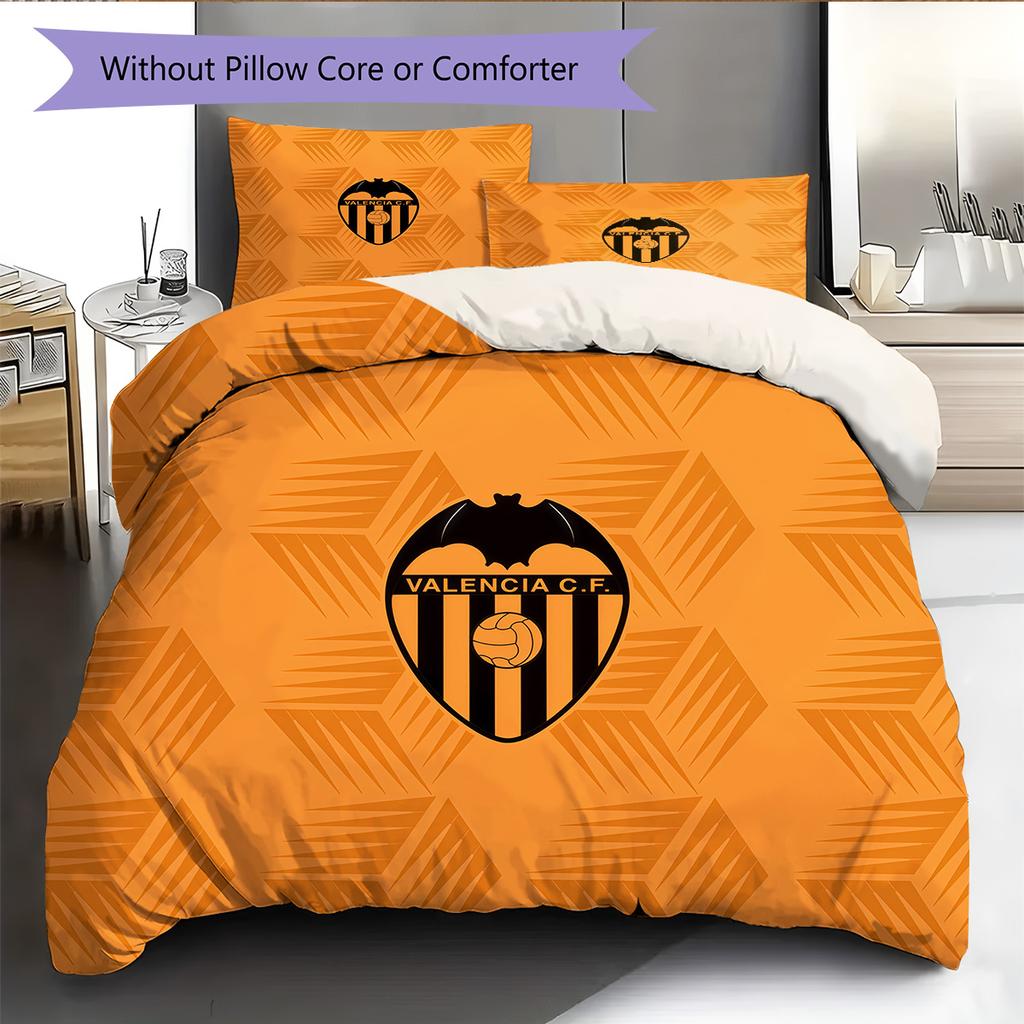 Valencia Club de Fútbol Pattern Bedding Quilt Set Home Decoration Gift (1 * duvet cover + 2 * pillowcase without core)