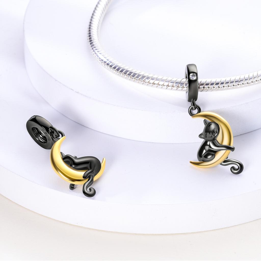 Real Copper Cute Black Cat Pet Charms Beads Fit Fine Original Bracelets Fine Diy Birthday Jewelry For Women