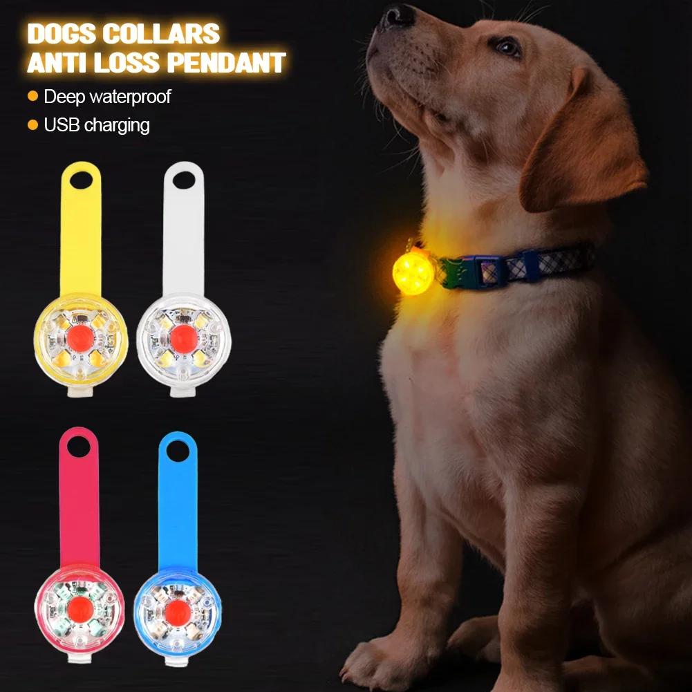 Waterproof Safety LED Flashing Light Pendant for Dogs Collars Anti-Loss USB Rechargeable Pet Safety Accessory for Dogs And Cats