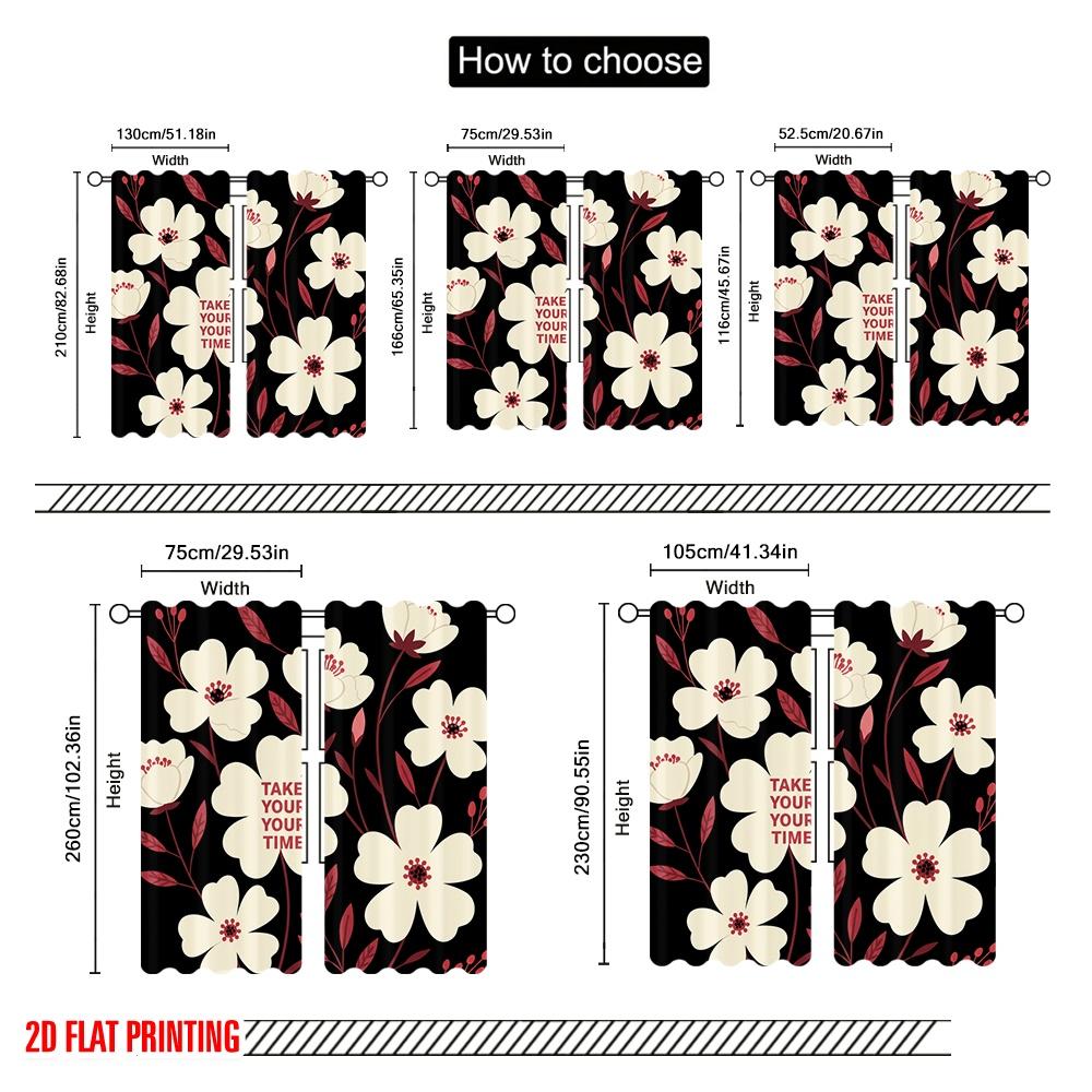 2pcs 2D flat printing Curtain Minimalist Floral Fabric Without Electricity Festive Curtains for Festive Portraits and Party