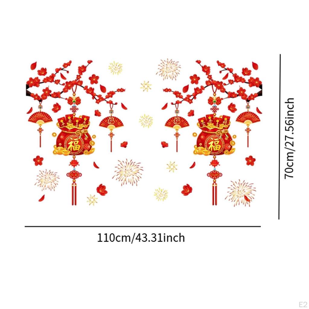 Window Cling for Glass Plum Blossom Branch Convenient, Chinese Year Decor, Party