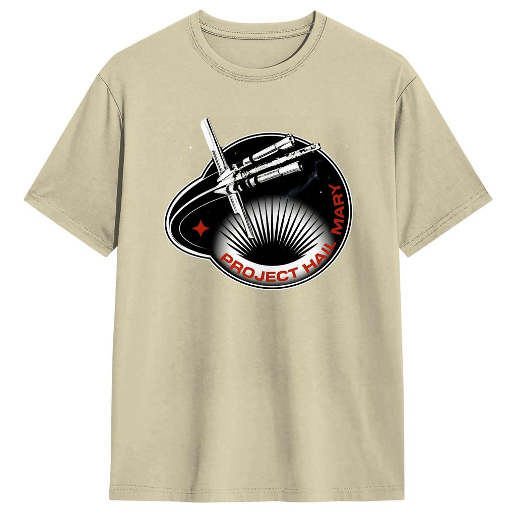 Project Hail Mary Space Mission Badge T Shirt For Unisex Pure Cotton Harajuku Crew Neck Short Sleeve Streetwear Oversized Tops