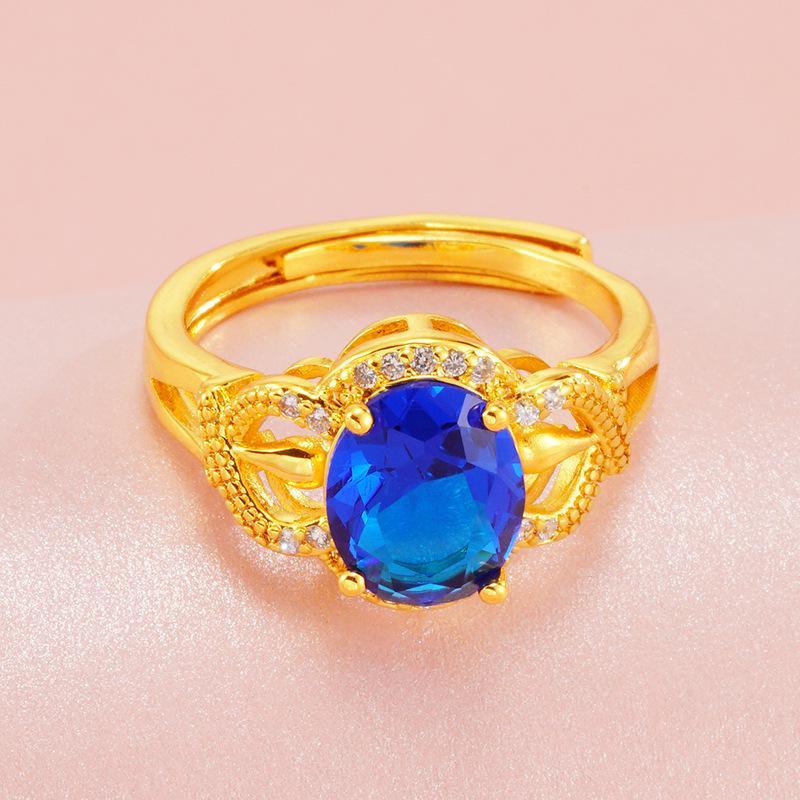 

Вьетнамское песочное золото 24К, женское разомкнутое кольцо с цирконом Adjustable Open