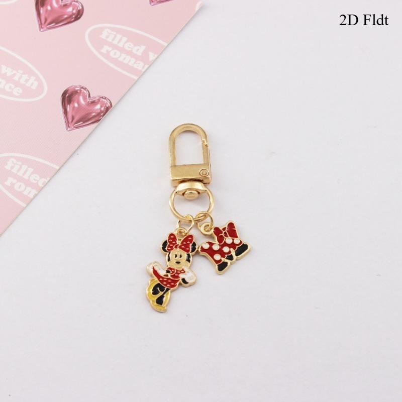 2 sady kovových klíčenek Mickey Mouse Roztomilé přívěsky na tašku Minnie Mouse Kreslené doplňky Klíčenky s kreslenými postavičkami Zlatá verze Dárek Dárková sada