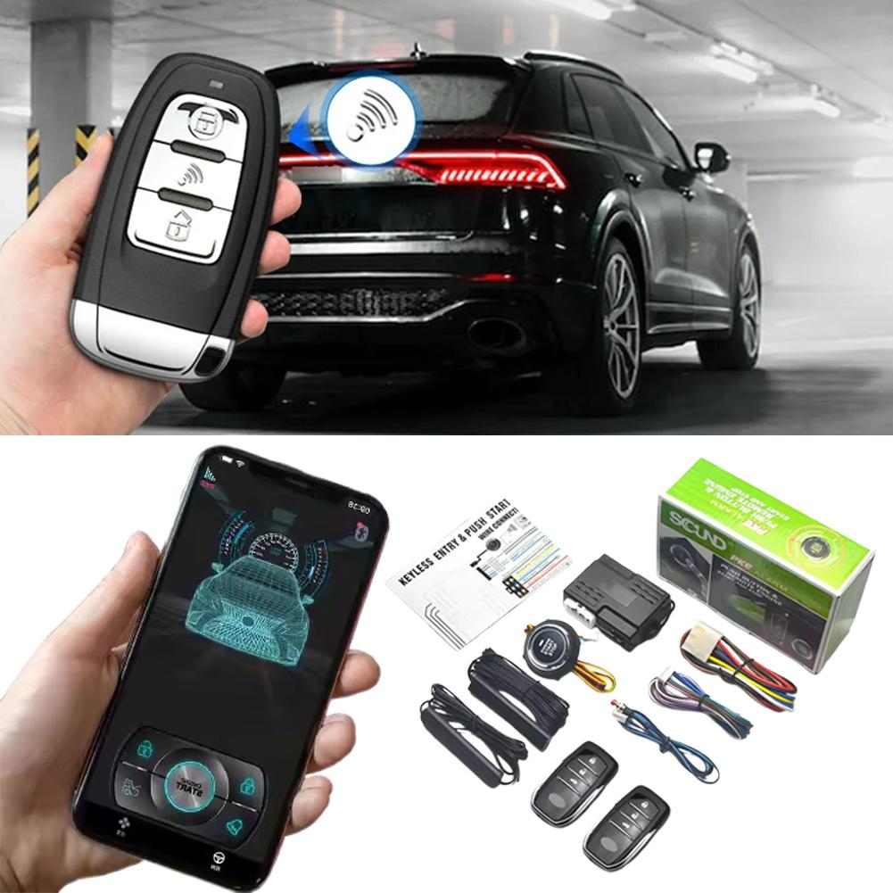 System bezkluczykowy Auto Start Stop Kluczyk Smart Key Zdalny Start przyciskiem Zestaw Systemu Auto Kluczyk do Samochodu Bezkluczykowy Jeden Z Auto S2Y3