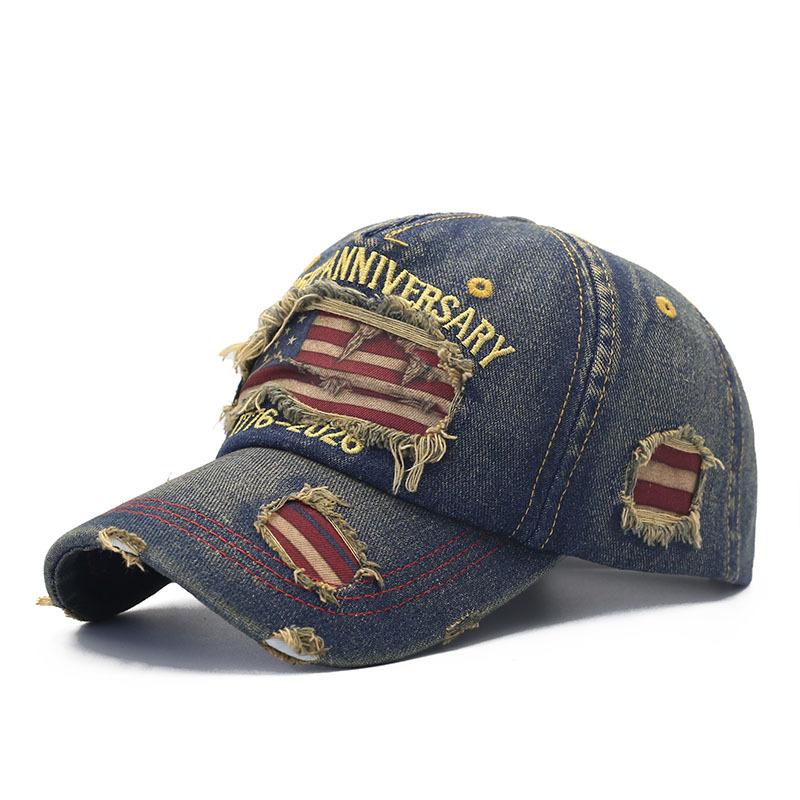 New printed embroidery hat retro old ripped baseball cap anniversary cap
